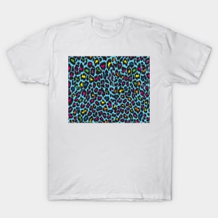 Rainbow Cheetah on Turquoise T-Shirt